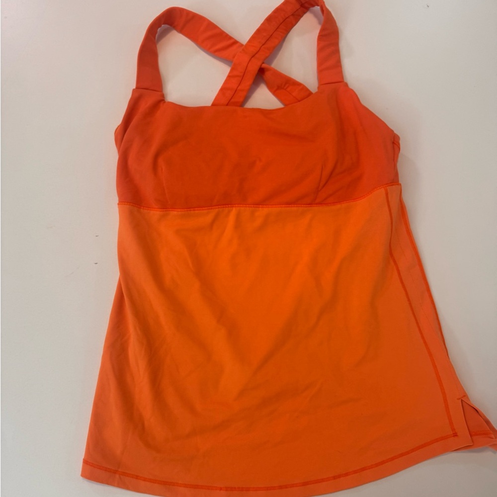 Orange Cross-Back Tank Top